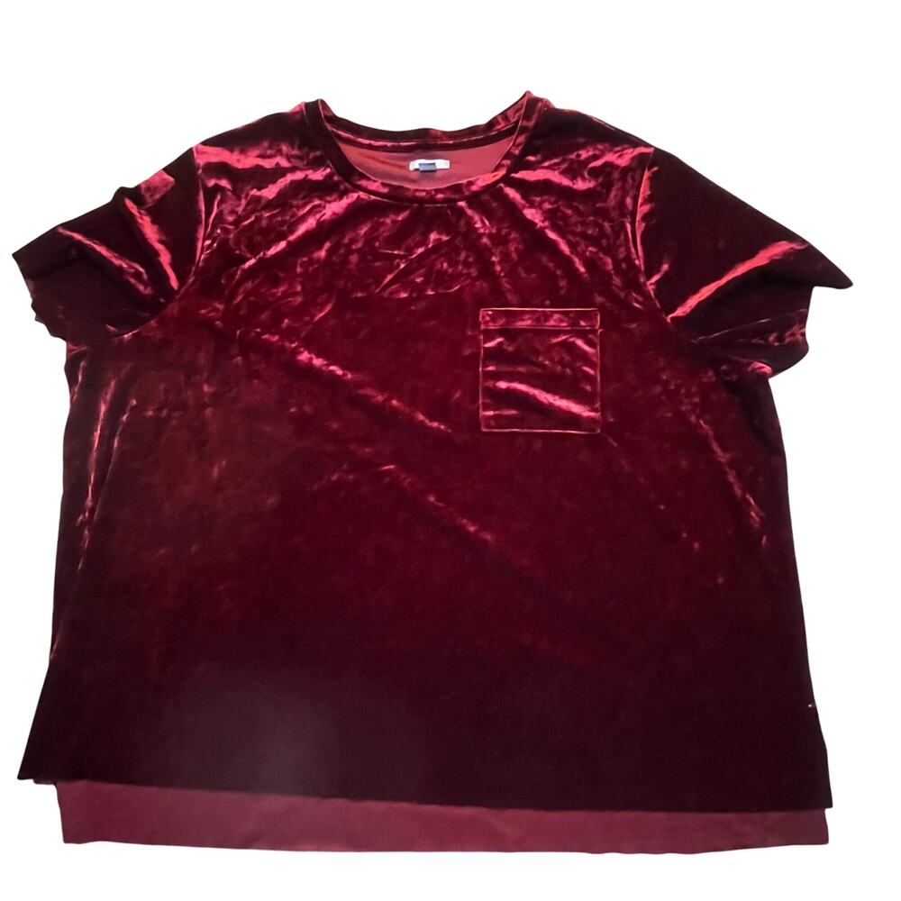 Falls Creek Burgundy Velvet‎ Pocket Tee Womens 3X Luxe Soft Short Sleeve